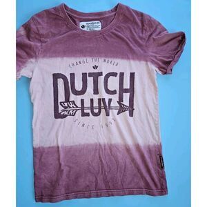 DUTCH BROS Woman's Dark PINK/Pink "Dutch Luv" Tie Dyed T-Shirt.  Size XS